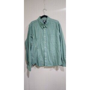 Lands' End Men's GREEN Long Sleeve Button Down Dress Shirt Size XL 17-17.5